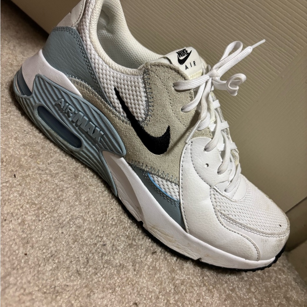 Nike Air White, tan, and Blue Sneakers